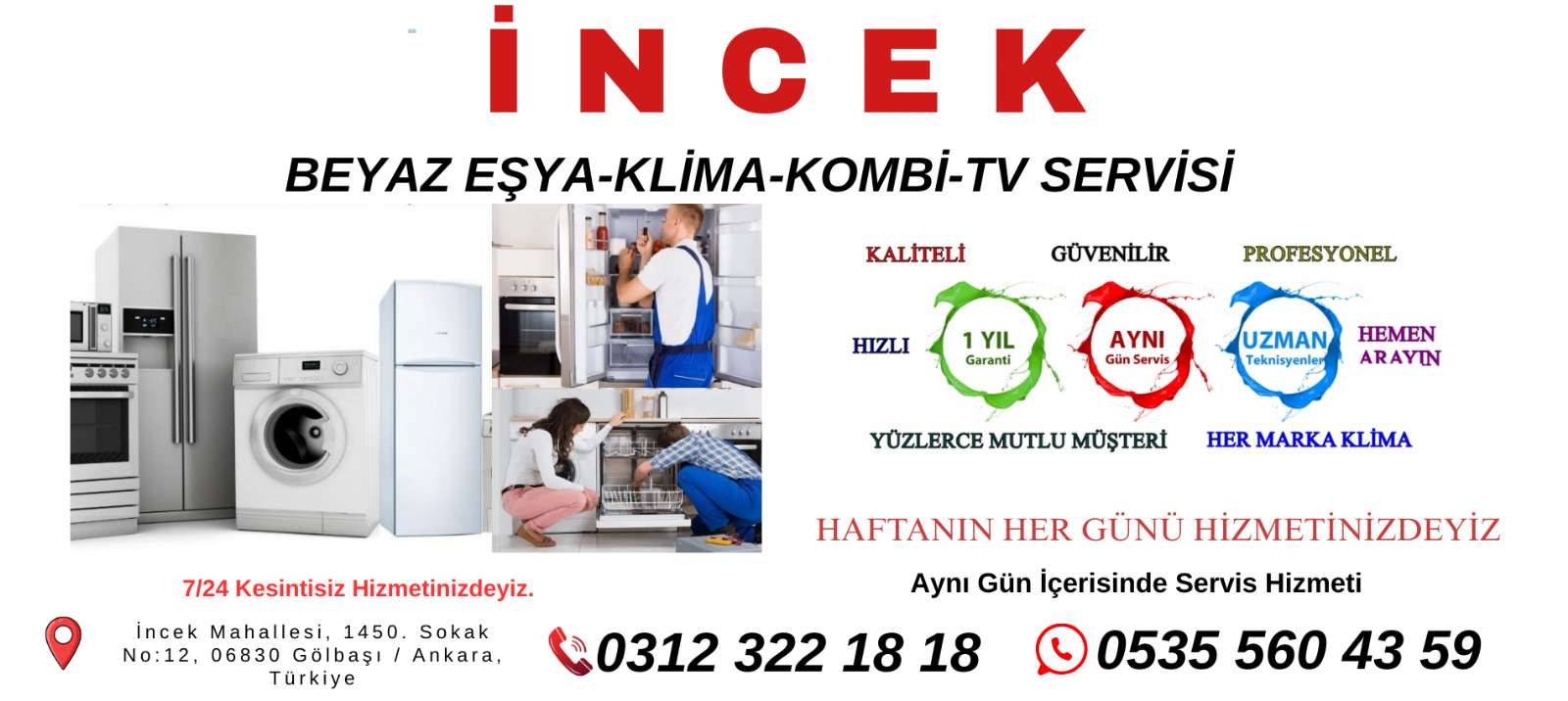 İNCEK Beyaz Eşya Servisi